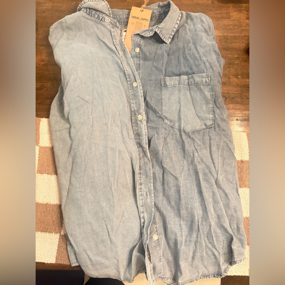 Thread & Supply Denim Blue Button Down Shirt - Picture 5 of 5